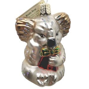 Old World Christmas Koala Bear Ornament 2002 Merck Family Gray Glitter w/Tags